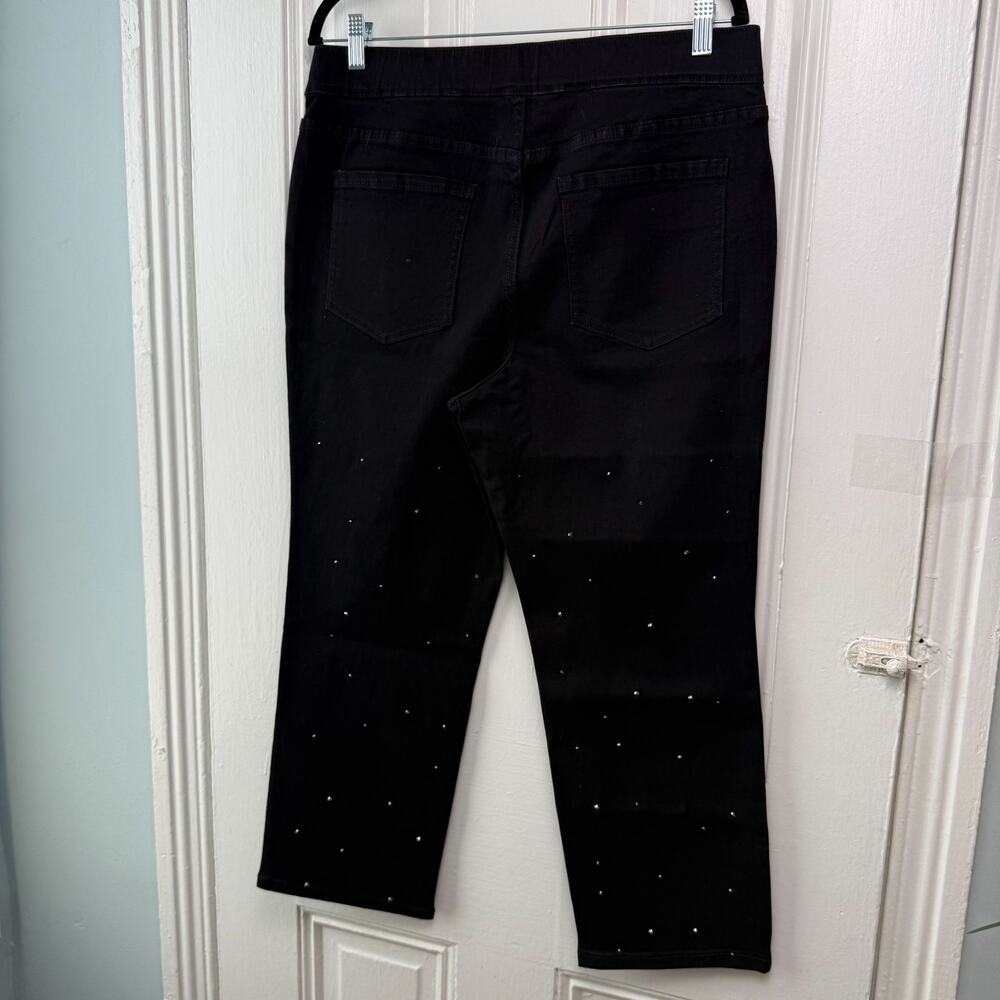 Isaac Mizrahi Live Jeans Womens 12P Black Rhinestone Embellished Pull On NWOT - Picture 8 of 12
